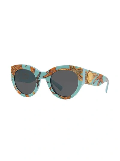 Shop Versace Tribute Printed Sunglasses In Blue