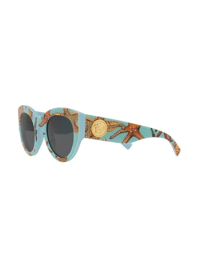 Shop Versace Tribute Printed Sunglasses In Blue