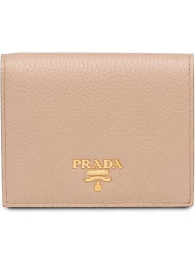 Shop Prada Logo Wallet In Neutrals
