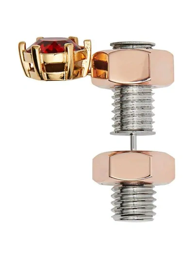 Shop Burberry Vergoldete Ohrringe Mit Kristall-anhänger In Pink
