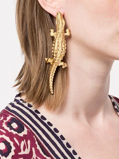 Shop Natia X Lako Long Lizard Earrings In Gold