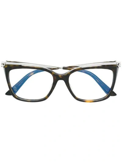 Shop Cartier Cat Eye Glasses In Brown