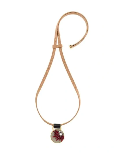 Shop Marni Strass Pendant Necklace In Neutrals