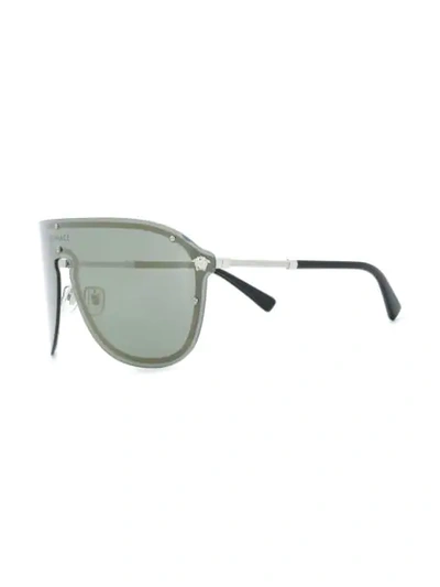 Shop Versace Aviator Mask Sunglasses In Grey