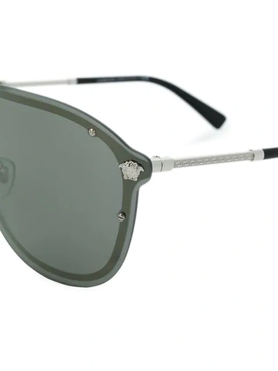 Shop Versace Aviator Mask Sunglasses In Grey