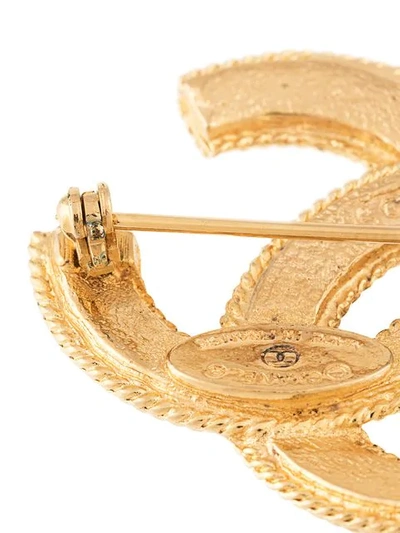 Shop Chanel Cc Logo Brooch - Gold