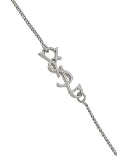 Shop Saint Laurent Monogram Thin Bracelet In Silver