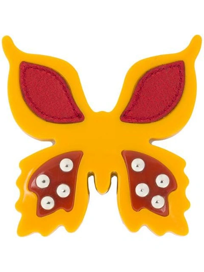 Shop Prada Butterfly Clip-on In Yellow