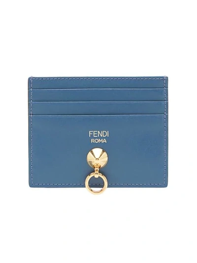 Shop Fendi Flat Card Holder In Blue