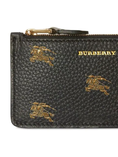 Shop Burberry Equestrian Knight Leather Zip Card Case In Black
