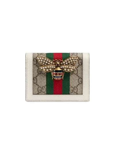 Shop Gucci Queen Margaret Gg Card Case In Neutrals