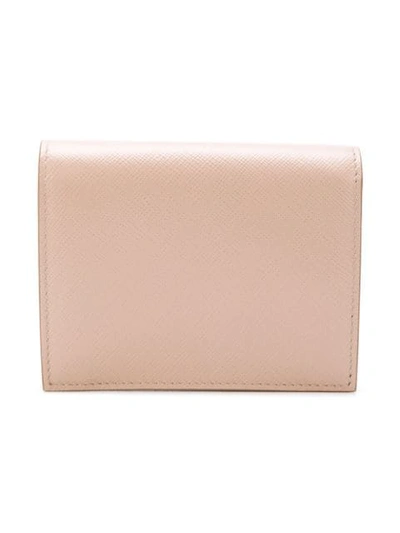 Shop Prada Compact Logo Wallet - Neutrals