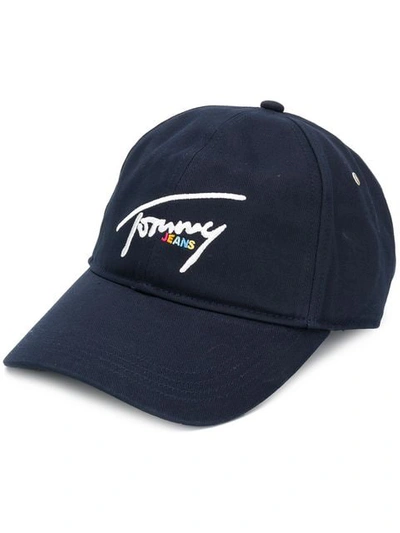 Shop Tommy Hilfiger Contrast Logo Baseball Cap - Blue