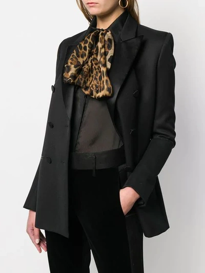 Shop Saint Laurent Leopard Print Tie Brooch In Neutrals