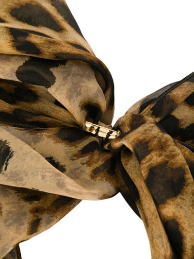 Shop Saint Laurent Leopard Print Tie Brooch In Neutrals