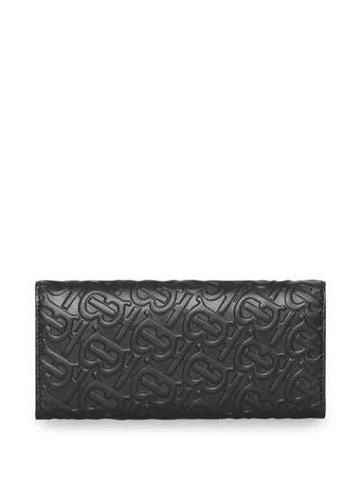 Shop Burberry Monogram Leather Continental Wallet In Black