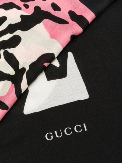 Shop Gucci Tiger Print Scarf In Black