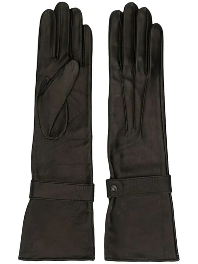 Shop Manokhi Long Leather Gloves In Black