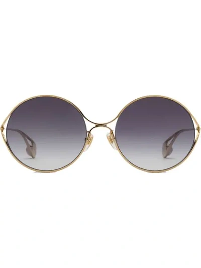 Shop Gucci Round-frame Sunglasses In Metallic