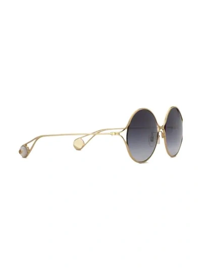 Shop Gucci Round-frame Sunglasses In Metallic