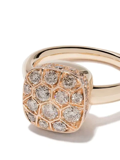 Shop Pomellato 18kt Rose & White Gold Nudo Diamond Ring In Ab704go6br Brown