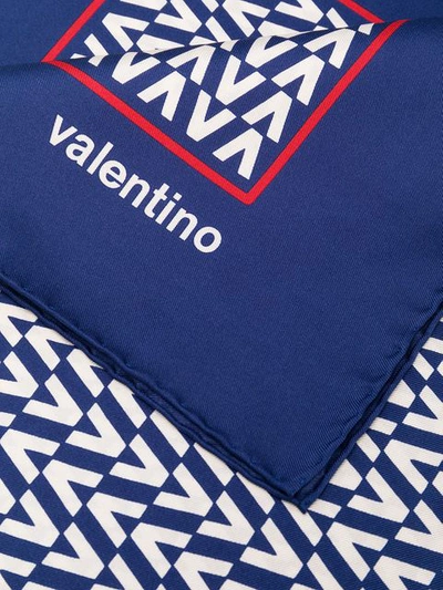 Shop Valentino Logo Print Neck Scarf In Blue