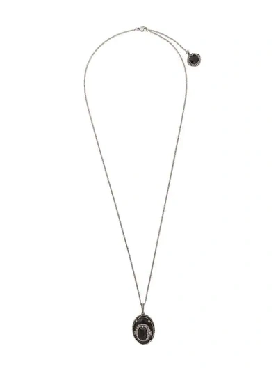 Shop Alexander Mcqueen Jewelled Pendant Necklace In Black