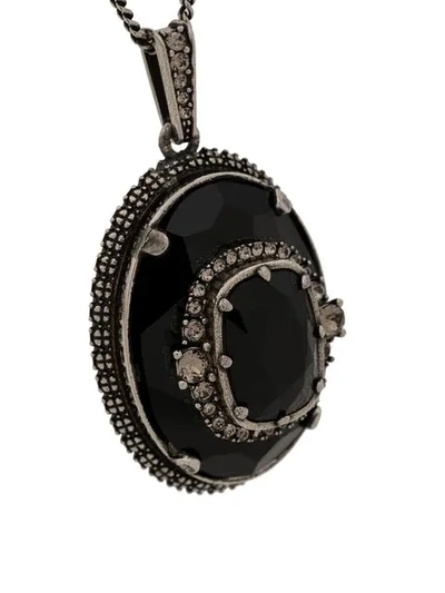 Shop Alexander Mcqueen Jewelled Pendant Necklace In Black
