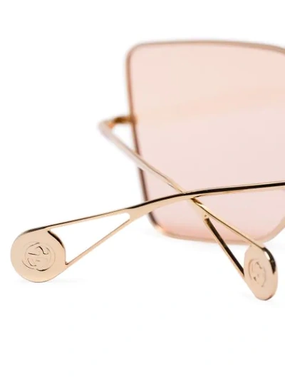 Shop Gucci Rose Gold Tinted Lens Square Sunglasses In Orange