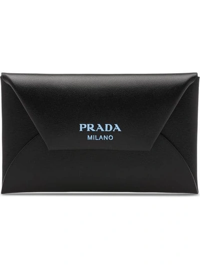 Shop Prada Logo Cardholder Wallet In Black