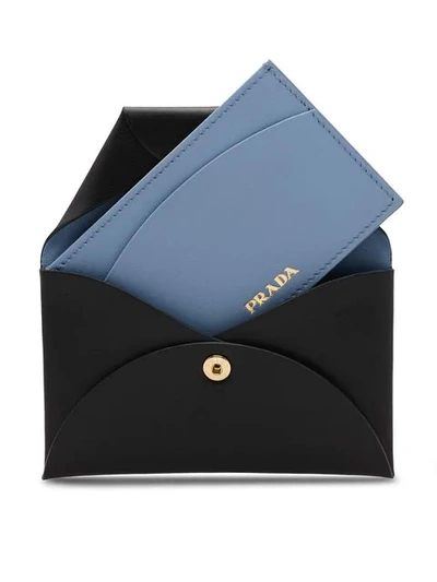 Shop Prada Logo Cardholder Wallet In Black