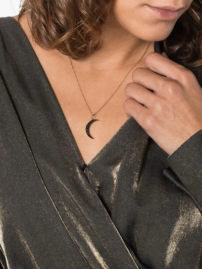 Shop Andrea Fohrman 'luna' Rotgoldhalskette Mit Schwarzem Diamanten In Gold