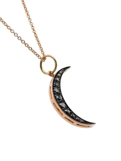 Shop Andrea Fohrman 'luna' Rotgoldhalskette Mit Schwarzem Diamanten In Gold