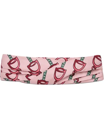 Shop Gucci Headband With Stirrups Print In Pink