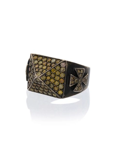 Shop Loree Rodkin 18k Gold And Topaz Pyramid Pave Ring In Yellow