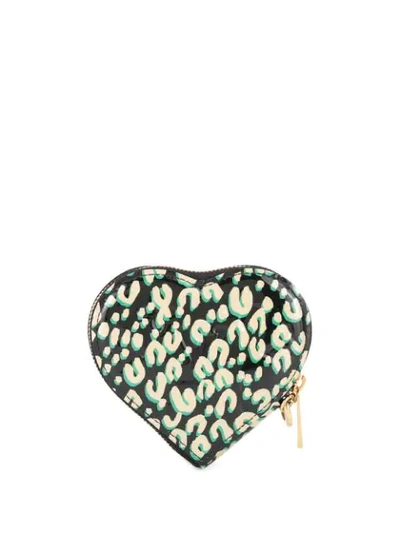 Pre-owned Louis Vuitton  Coeur Leopard Print Coin Purse In Green