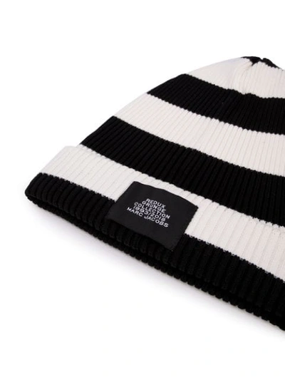 Shop Marc Jacobs Striped Beanie Hat In Black