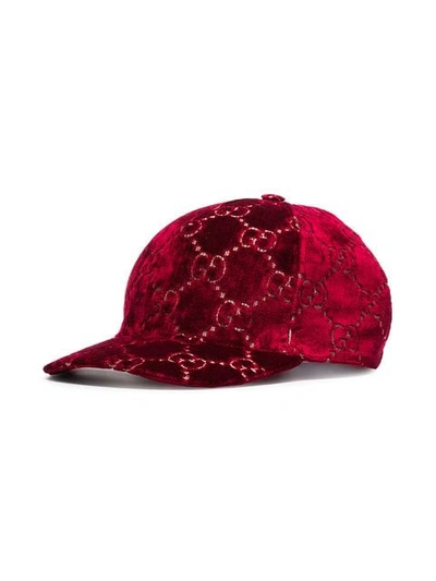 Shop Gucci Red Logo Print Cap