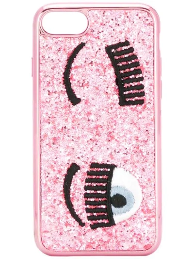 Shop Chiara Ferragni Flirting Glitter Iphone 8 Case In Pink