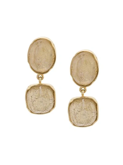 Shop Goossens Cabochons Clip Earrings In Gold