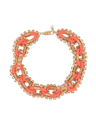 Shop Dsquared2 Embellished Chain Necklace In Orange