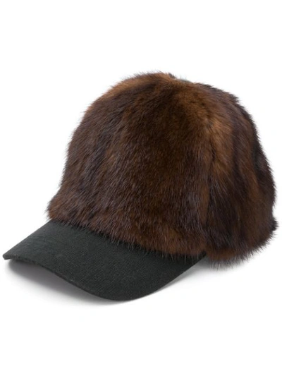 Shop Simonetta Ravizza Furrissima Baseball Cap - Brown