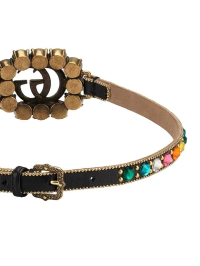 Shop Gucci Leather Choker With Double G In Black