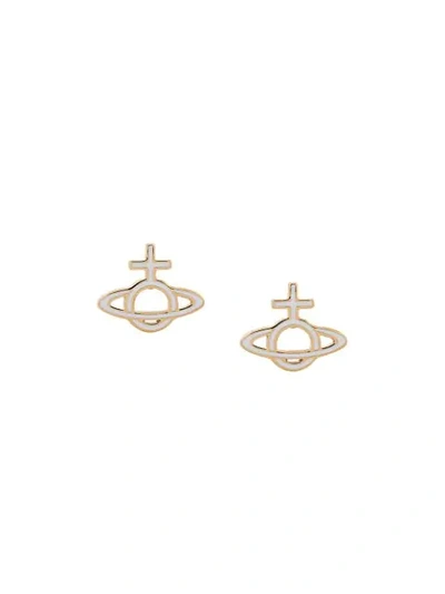 Shop Vivienne Westwood Logo Stud Earrings In White