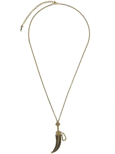 Shop Saint Laurent Logo-embossed Dagger Pendant Necklace In Metallic
