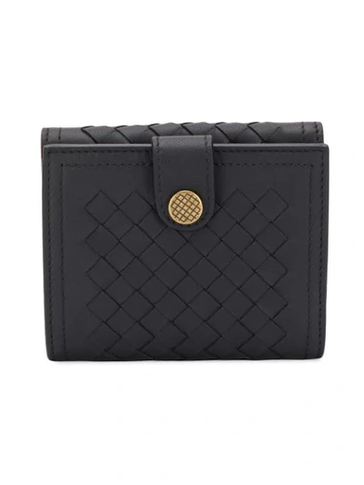 Shop Bottega Veneta Woven French Wallet In Black