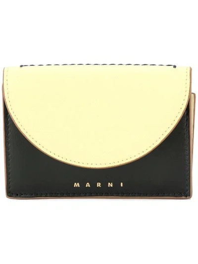 Shop Marni Curved Flap Wallet In Yellow