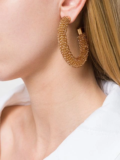 Shop Jacquemus Beaded Hoop Earrings In Neutrals