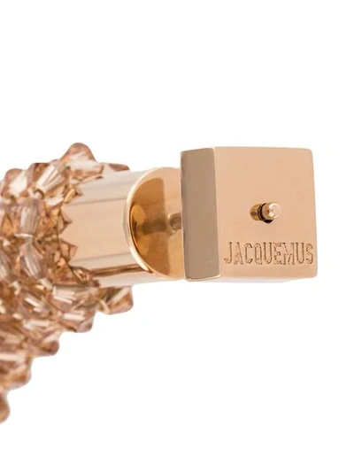 Shop Jacquemus Beaded Hoop Earrings In Neutrals