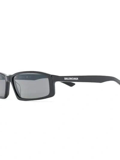 Shop Balenciaga Narrow Rectangular-frame Sunglasses In Black